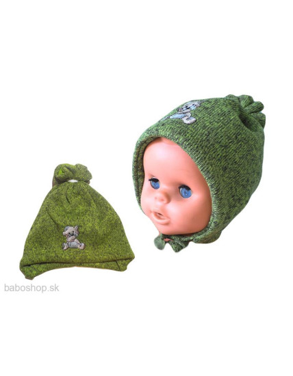 GAJI / Čiapka s výšivkou úplet - zelená