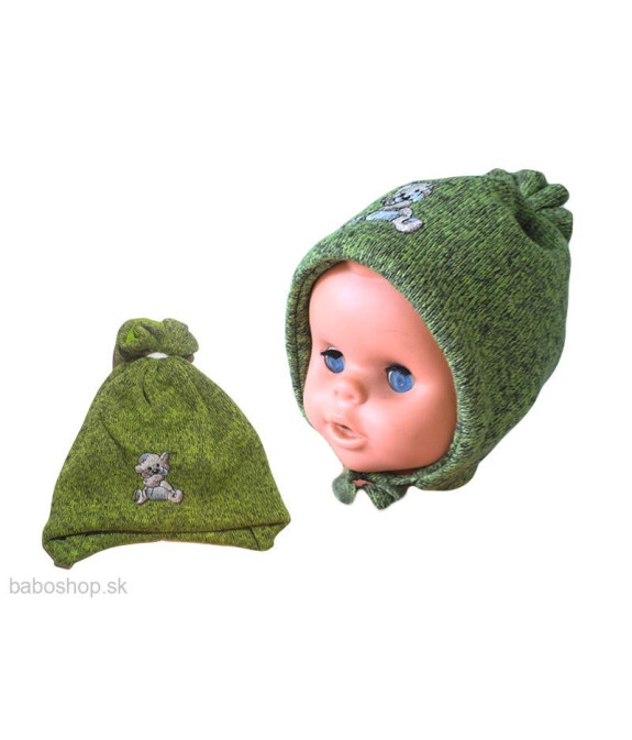 GAJI / Čiapka s výšivkou úplet - zelená