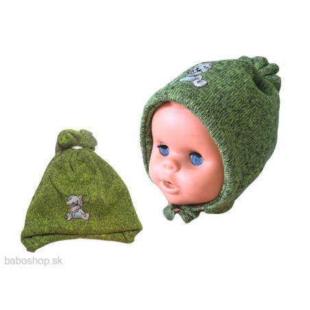 GAJI / Čiapka s výšivkou úplet - zelená