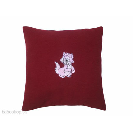GAJI / Vankúš s výšivkou 40x40cm - bordová