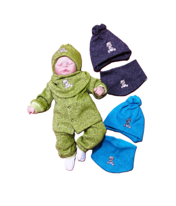 GAJI / Čiapka + nákrčník úplet - tm.sivá