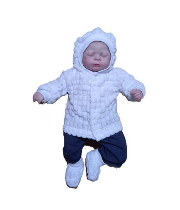 GAJI / Bunda s kapucňou zamat - biela kocka