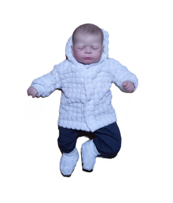 GAJI / Bunda s kapucňou zamat - biela kocka