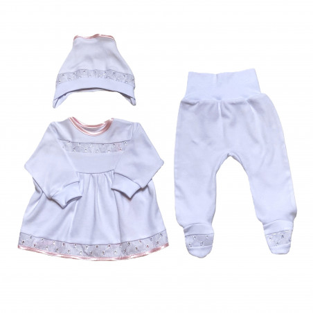 GAJI / 3-dielna súprava na krst - dievčenská ružová