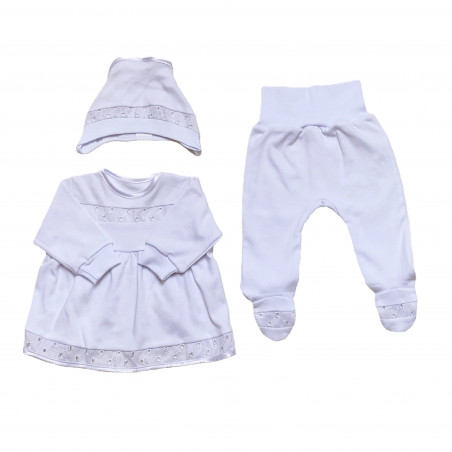 GAJI / 3-dielna súprava na krst - dievčenská biela