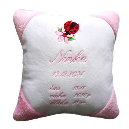 GAJI / Vankúš s výšivkou flis - ružová1