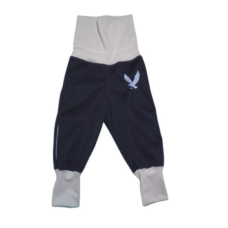 GAJI / Nohavice softshell s flisom výšivka - tm.modrá