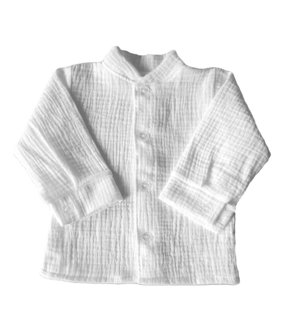 GAJI / Košeľa so stojačikom mušelín - snehobiela