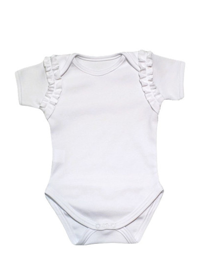GAJI / Body s volánmi krátky rukáv obojlíc - biela