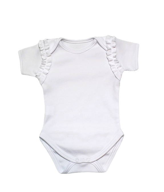 GAJI / Body s volánmi krátky rukáv obojlíc - biela