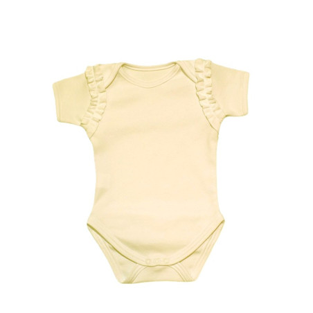 GAJI / Body s volánmi krátky rukáv obojlíc - maslová