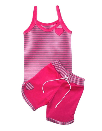 GAJI / Súprava dievčenská tričko + kraťasy - cyklamenová