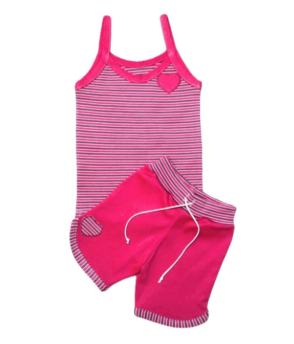 GAJI / Súprava dievčenská tričko + kraťasy - cyklamenová