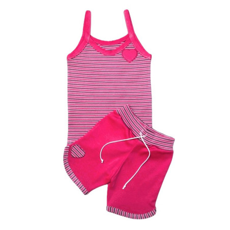 GAJI / Súprava dievčenská tričko + kraťasy - cyklamenová