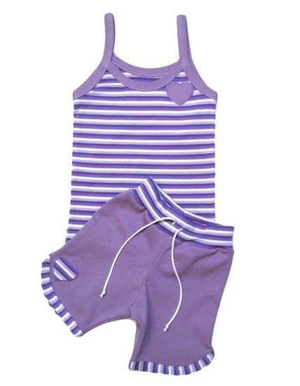 GAJI / Súprava dievčenská tričko + kraťasy - fialová2