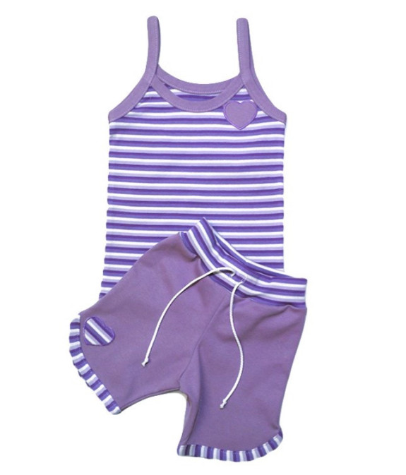 GAJI / Súprava dievčenská tričko + kraťasy - fialová2