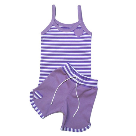 GAJI / Súprava dievčenská tričko + kraťasy - fialová2