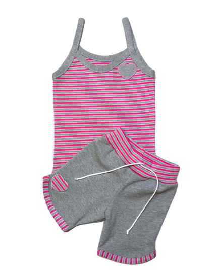 GAJI / Súprava dievčenská tričko + kraťasy - sivá