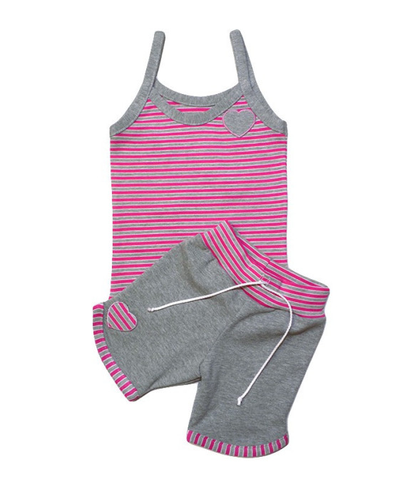 GAJI / Súprava dievčenská tričko + kraťasy - sivá