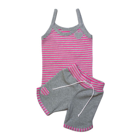 GAJI / Súprava dievčenská tričko + kraťasy - sivá
