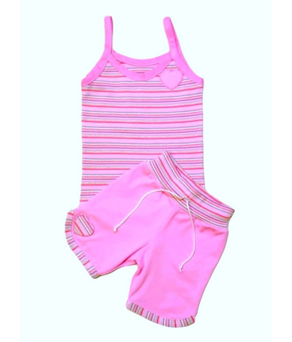 GAJI / Súprava dievčenská tričko + kraťasy - ružová