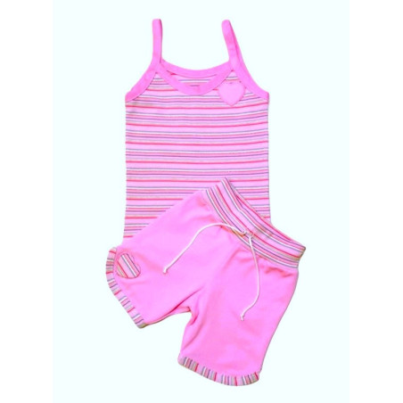 GAJI / Súprava dievčenská tričko + kraťasy - ružová