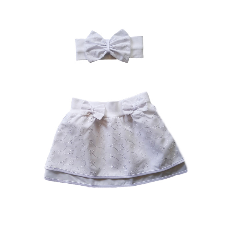 GAJI / Súprava letná - suknička + čelenka - biela