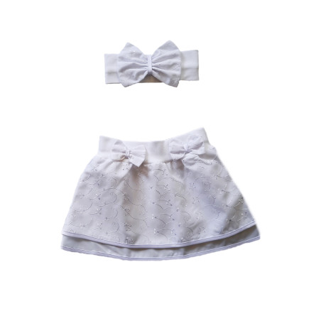 GAJI / Súprava letná suknička, čelenka, tričko - biela