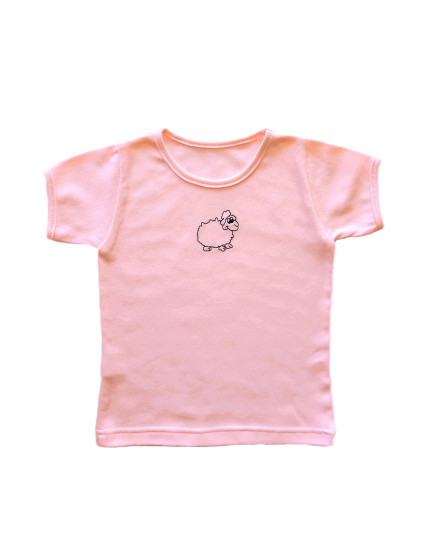 GAJI / Tričko s výšivkou obojlíc - ružová