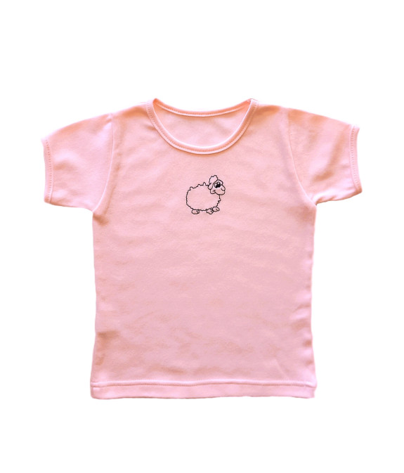 GAJI / Tričko s výšivkou obojlíc - ružová