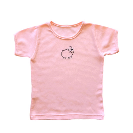 GAJI / Tričko s výšivkou obojlíc - ružová