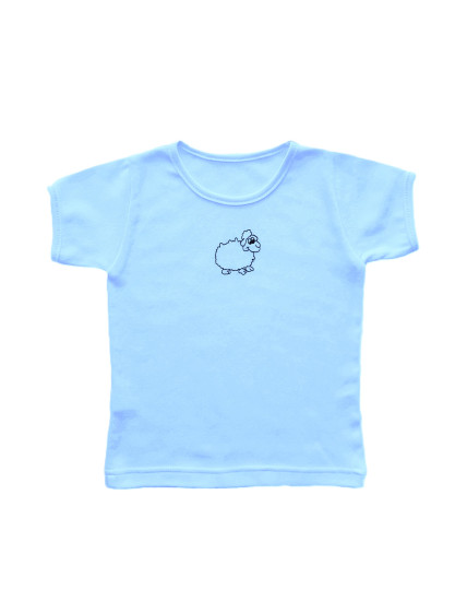 GAJI / Tričko s výšivkou obojlíc - modrá