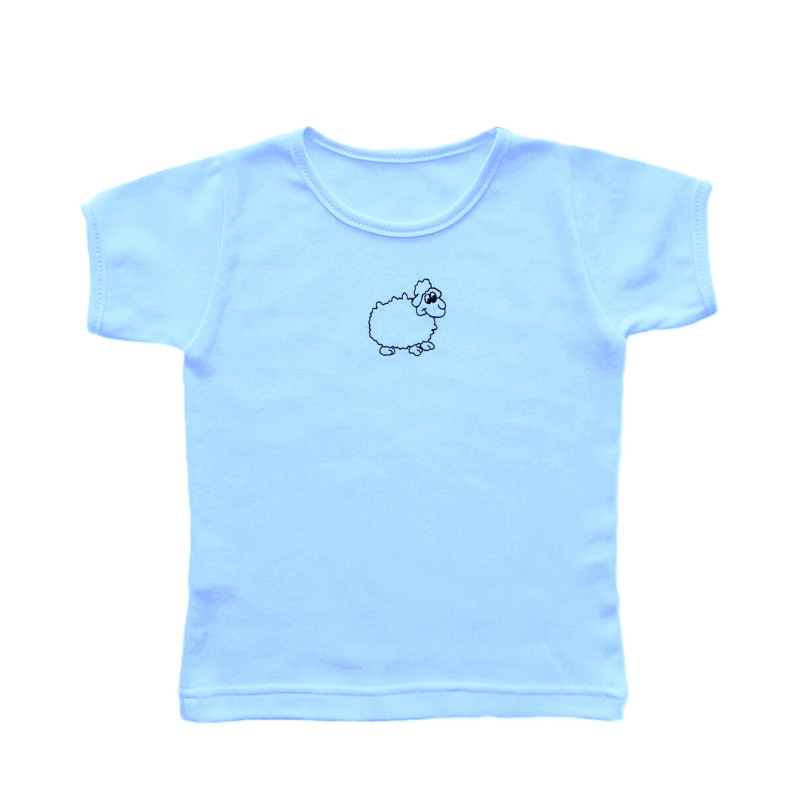 GAJI / Tričko s výšivkou obojlíc - modrá