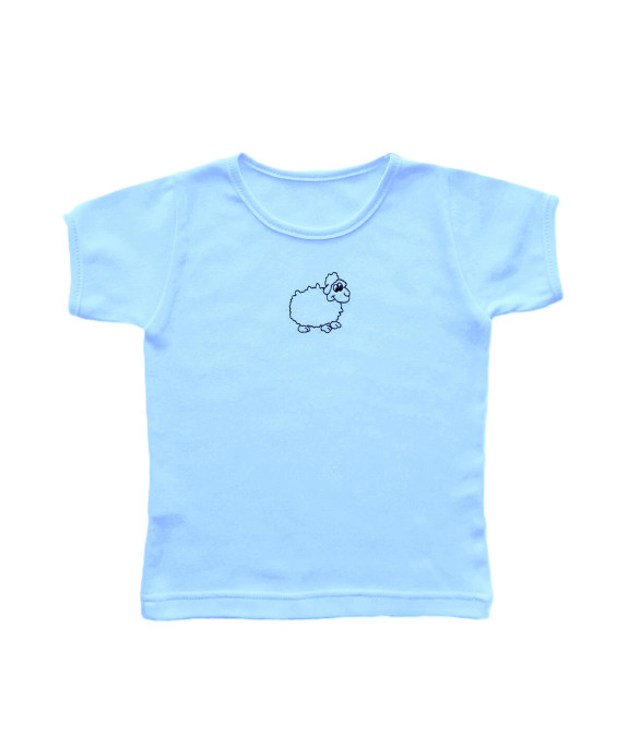 GAJI / Tričko s výšivkou obojlíc - modrá