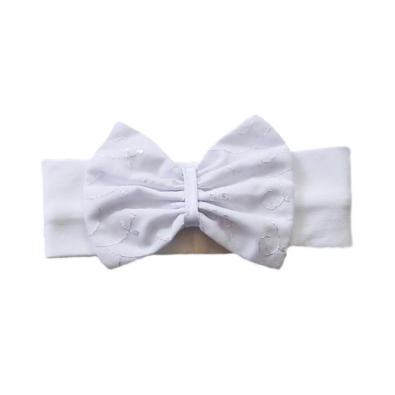 GAJI / Čelenka s mašľou z madeiry - biela