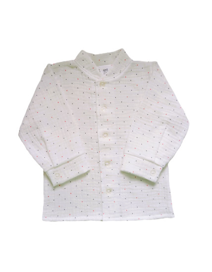 GAJI / Košeľa so stojačikom mušelín - biela bodka