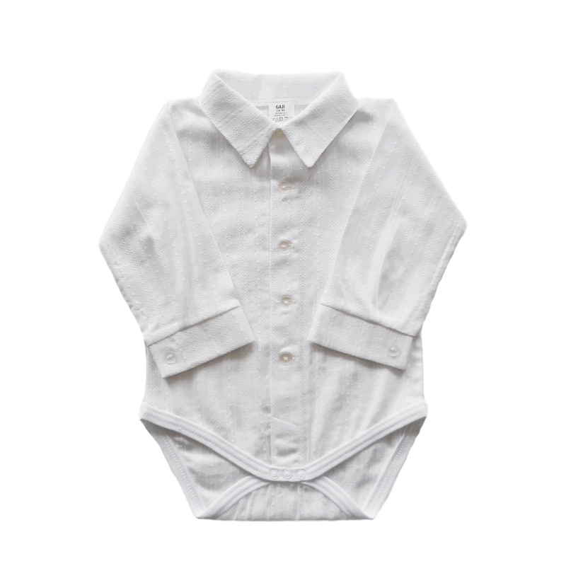 GAJI / Body košeľa dlhý rukáv - biela so vzorom