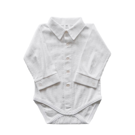 GAJI / Body košeľa dlhý rukáv - biela so vzorom