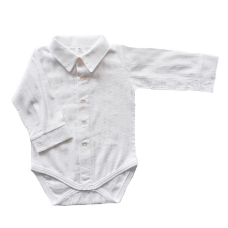 GAJI / Body košeľa dlhý rukáv - biela so vzorom