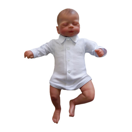 GAJI / Body košeľa dlhý rukáv obojlíc - biela