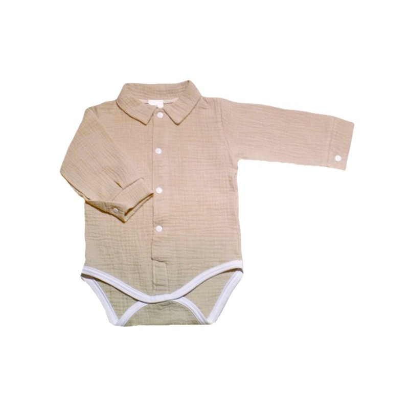 GAJI / Body košeľa dlhý rukáv mušelín - béžová