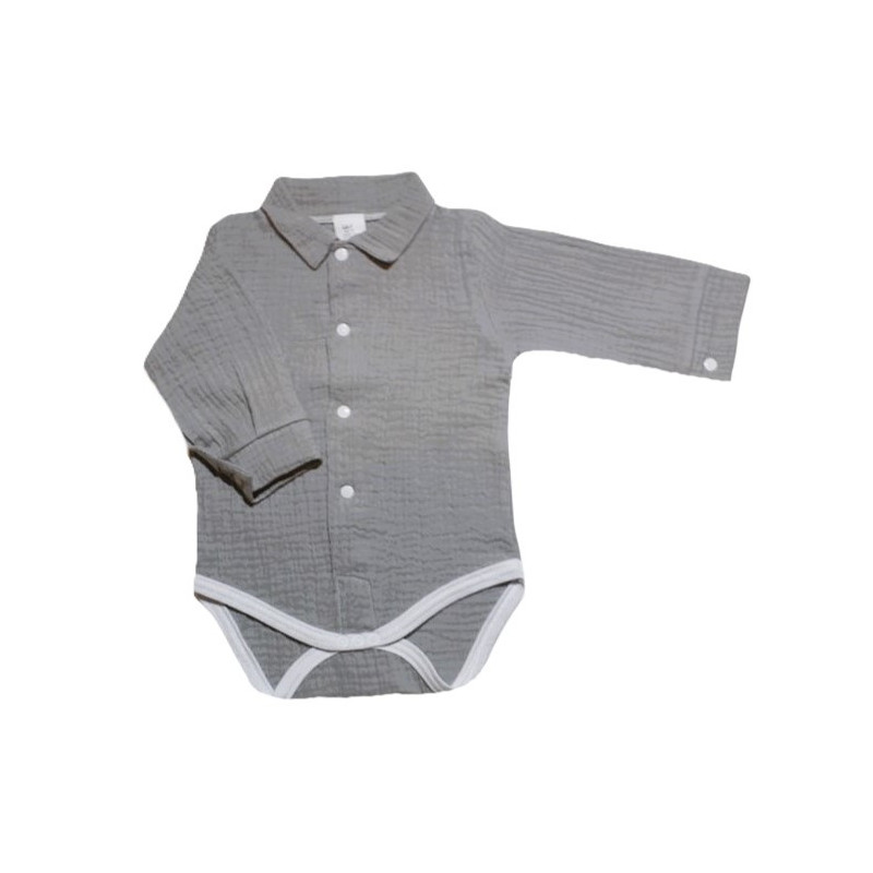 GAJI / Body košeľa dlhý rukáv mušelín - sivá