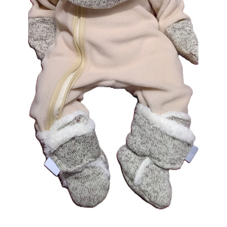 GAJI / Papučky zateplené úplet - bežovohnedá