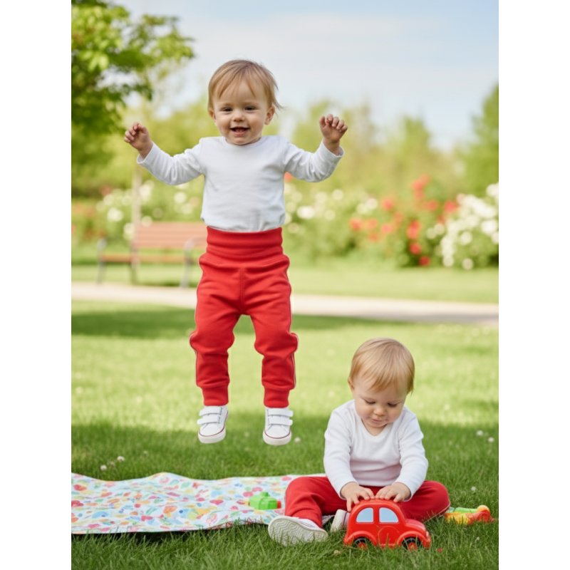 GAJI / Nohavice softshell s flisom - červená