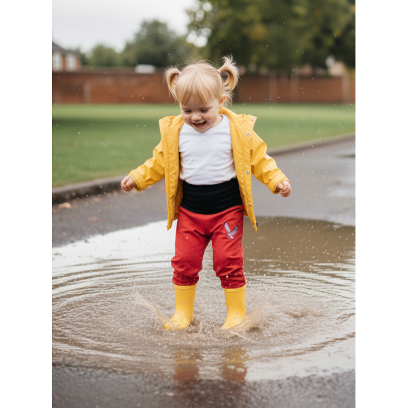 GAJI / Nohavice softshell s flisom výšivka - červená