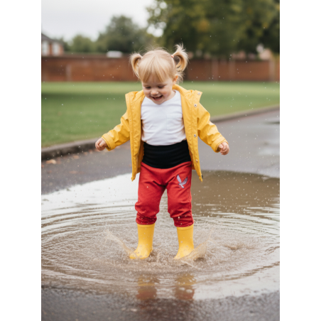 GAJI / Nohavice softshell s flisom výšivka - červená