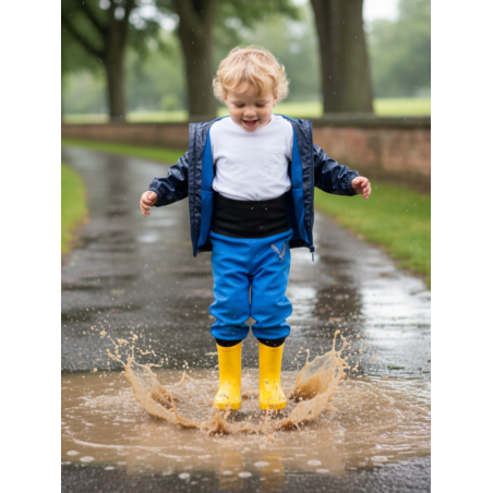 GAJI / Nohavice softshell s flisom výšivka - sv.modrá