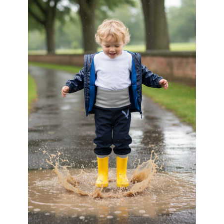 GAJI / Nohavice softshell s flisom výšivka - tm.modrá
