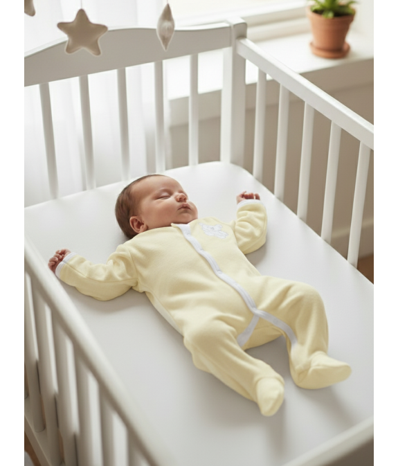 GAJI / Pyžamo overal s nôžkou zamat - žltá