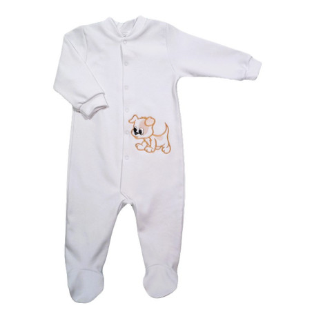 GAJI / Pyžamo overal s nôžkou obojlíc -  biela
